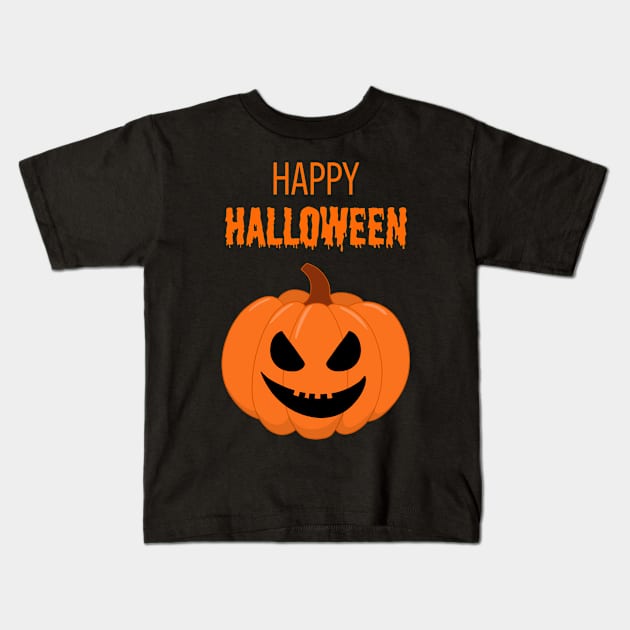 Happy Halloween Pumpkin Face #3 Kids T-Shirt by MickeyEdwards